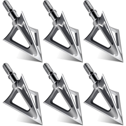 LEANPRO 6-Pack 420 Stainless Steel Fixed Blade Broadheads 100 Grain 1-1/8" Cut Premium Solid Arrow Tip for Archery Hunting for Crossbow and Compound Bow
