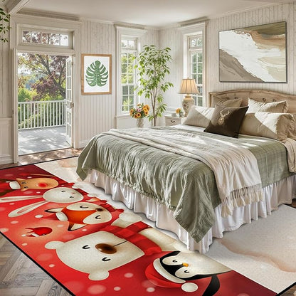 Christmas Large Area Rug 6' x 9' Living Room Rug Washable Rugs Carpet Indoor Door Mat Non-Slip Rug for Bedroom Kitchen Dining