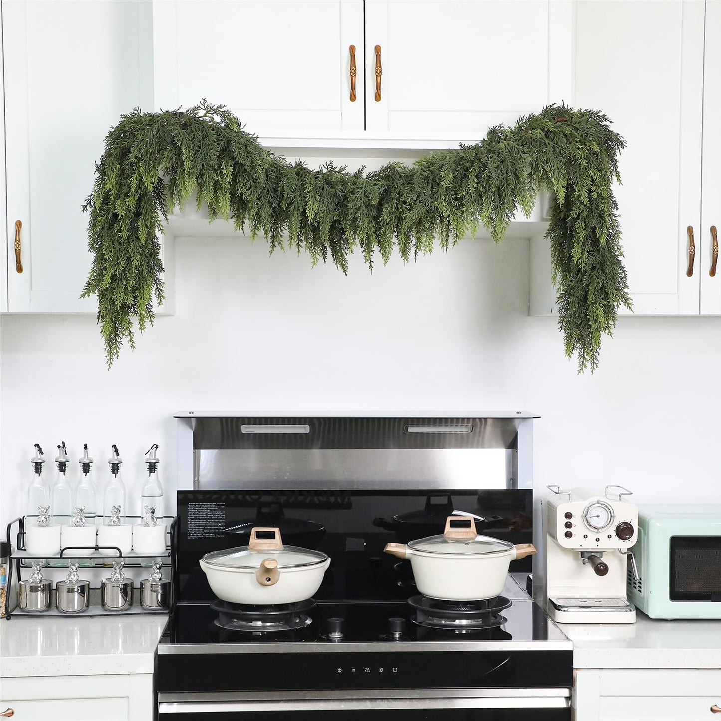 Waydress 1 Pcs 6 Feet Christmas Cedar Garland - Thick & Lush Realistic Artificial Green Faux Cedar Pine Needles Garland for Christmas Winter Home Mantel Fireplace Holiday Party Decor