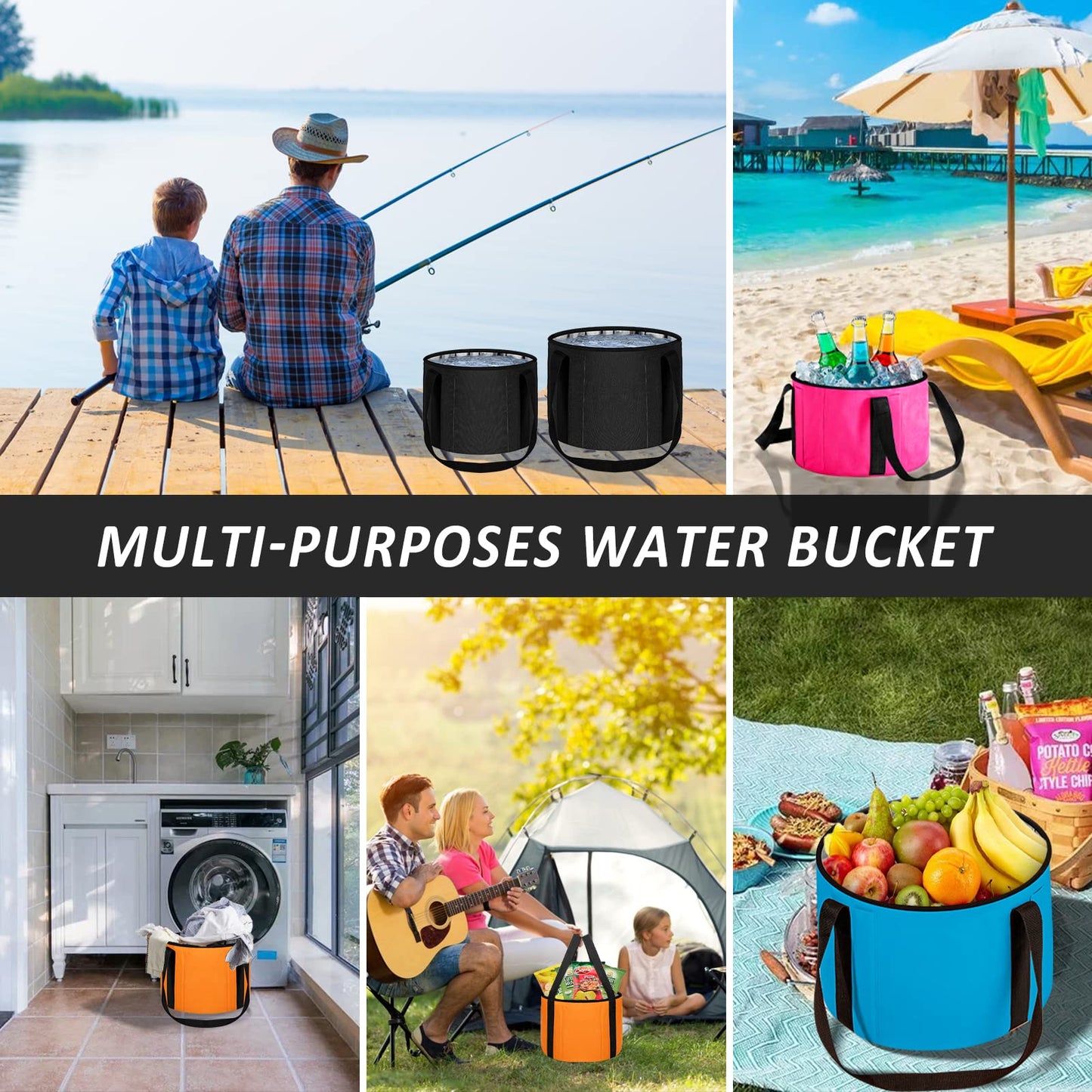 Foot Bath Basin 20L Collapsible Bucket, Portable Foot Soak Tub Feet Soaking Bucket for Outdoor Travel, Camping, Fishing(Black)