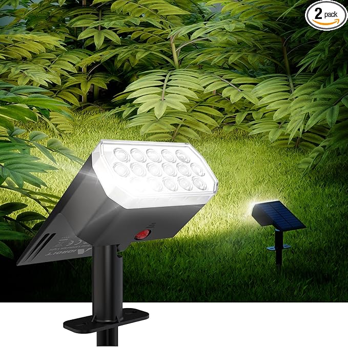 Solar Lights Outdoor Waterproof, Solar Spot Lights with 3 Mode, 2-in-1 Solar Outdoor Lights for Garden Yard Outside Landscape, 2 Pack