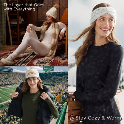 Cuddl Duds Womens Heavyweight Fleece 2 Piece Long Sleeve Thermal Underwear Set – Shirt & Leggings Base Layer for Cold Weather – Winter Clothing Long Johns Lounge Sets for Women, Green, XS