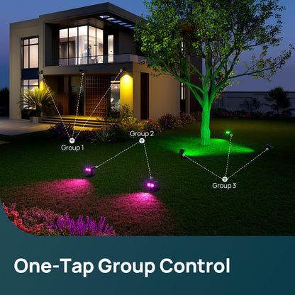 Linkind Smart Solar Spot Lights Outdoor SL5C, Solar Spotlight Waterproof Color Changing APP/Voice Control Landscape Lighting, IP67 Outdoor Lights for Yard, Garden, Pathway(2 Pack)