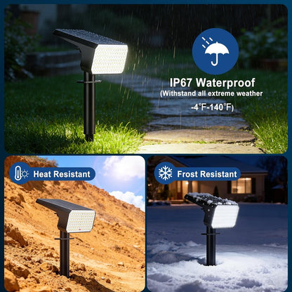 LANSOW 12 Pack Solar Spot Lights Outdoor Waterproof IP67, (90 LED/4 Modes) Solar Landscape Spotlights, 2-in-1 Solar Powered Flood Lights for Yard Garden Pathway Outside Tree, Auto ON/Off(Cool White)
