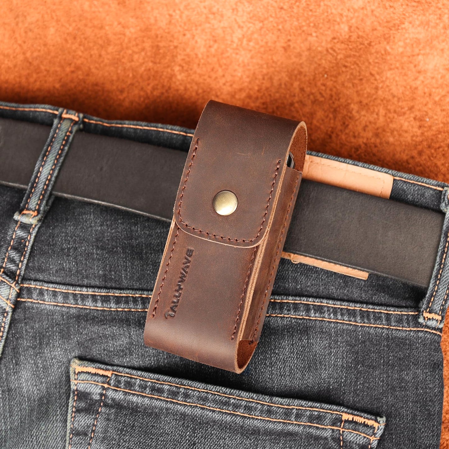 Tallywave Leather Multitool Sheath - Belt Clip Leather Multitool Holster - EDC Belt Organizer Multitool Pouch for Belt - Magnetic Closure Multitool Case, Darkbrown