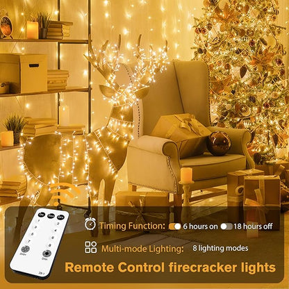 JMEXSUSS Warm White 1000 LED Christmas Cluster Lights Plug in, 50ft Christmas String Lights Outdoor Waterproof with Remote, 8 Modes Christmas Tree Lights for Christmas Tree Wreath