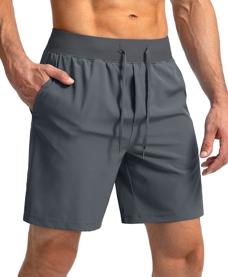 Soothfeel Men's Running Shorts with Zipper Pockets 7 Inch Lightweight Quick Dry Gym Athletic Workout Shorts for Men (Grey, 3XL)