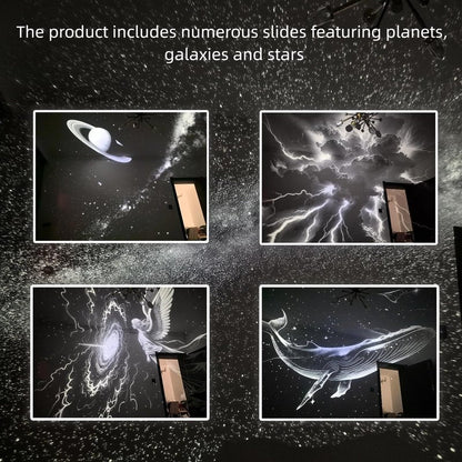 ZRWQTMMMJ Galaxy Projector Night Light, 2-in-1 Starry Sky Projector with Adjustable Brightness, 360° Rotating USB Mini Night Light for Kids Bedroom Room Decor（1 Film）