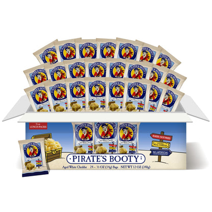 Pirate's Booty Aged White Cheddar Cheese Puffs, Gluten-Free, Kids Snacks, 0.5oz (24ct)
