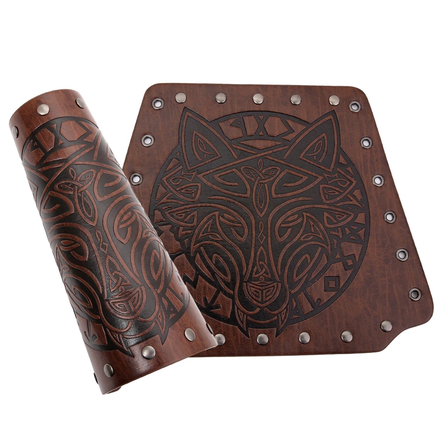 GelConnie Leather Arm Guards Medieval Leather Bracers Renaissance Arm Wraps Cosplay Wrist Guards Viking Bracers Faux Leather Arm Guards for Men