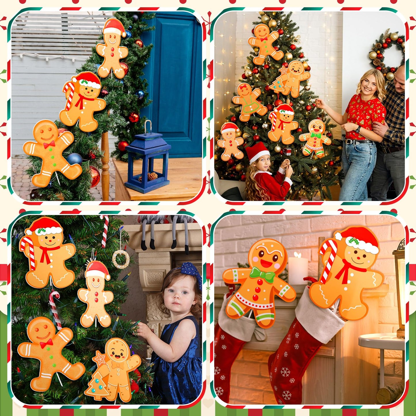 VioraWhite 18 Pcs Christmas Tree Decorations 7.87 Inch Extra Large Gingerbread Man Picks Christmas Gingerbread Man Tree Topper Ornaments for Xmas Winter Home Office Party Vase Decorations