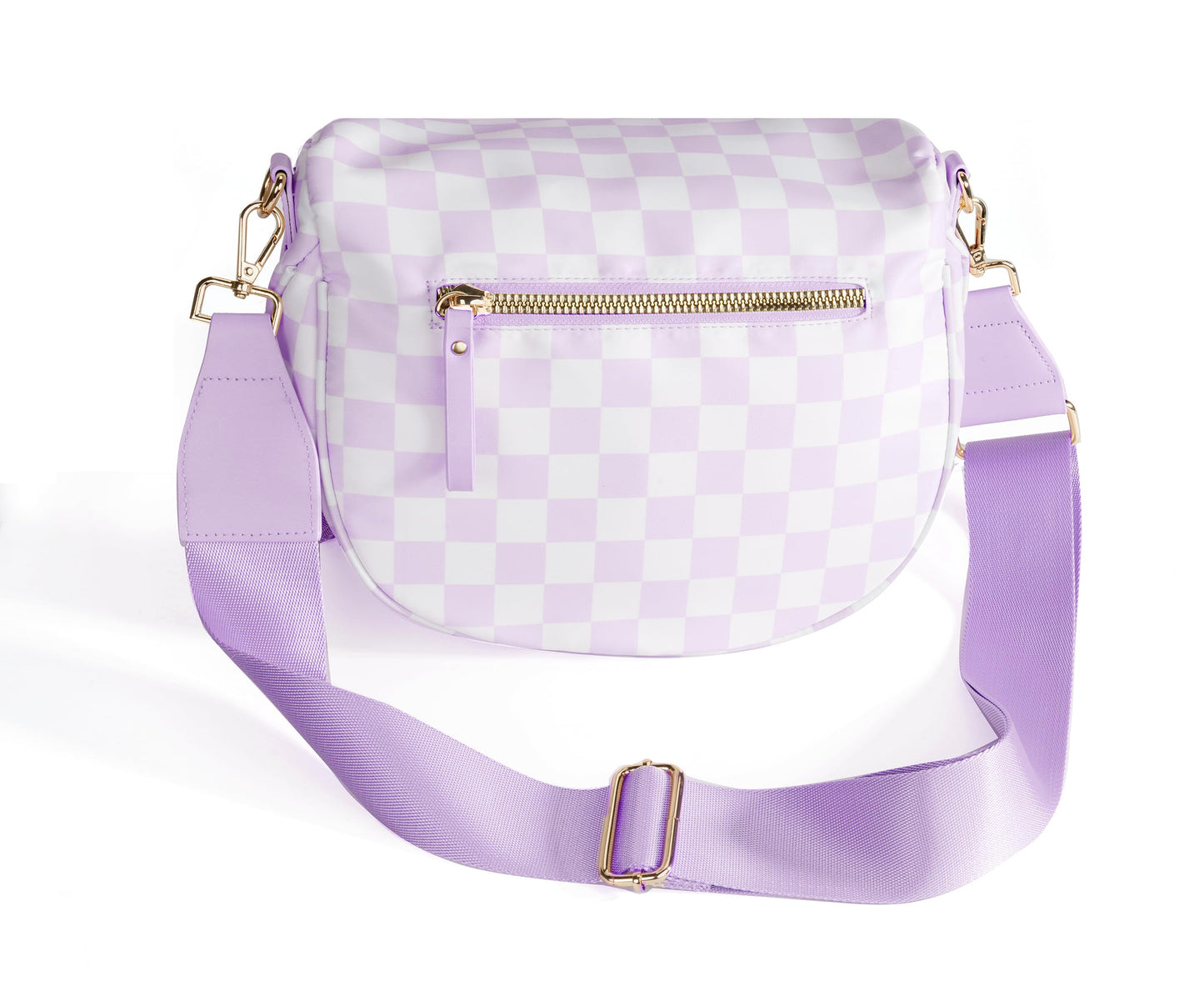 Spacious Checkered Nylon Crossbody Bag Bum Bag Checkered Handbags Wallets for Women