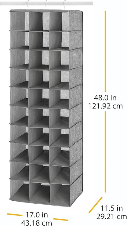 Whitmor 30 Sections Hanging Clothes Closet Organizer, Space Saving Breathable