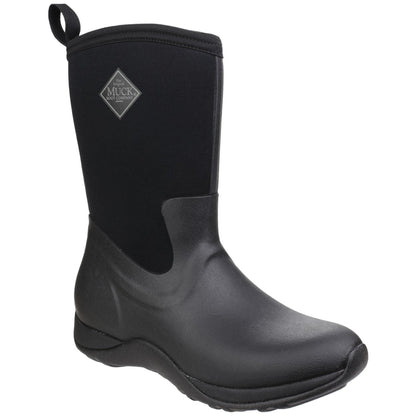 MUCK Arctic Weekend Mid-Height Rubber Womens Winter Boots, Black/Tan, 7