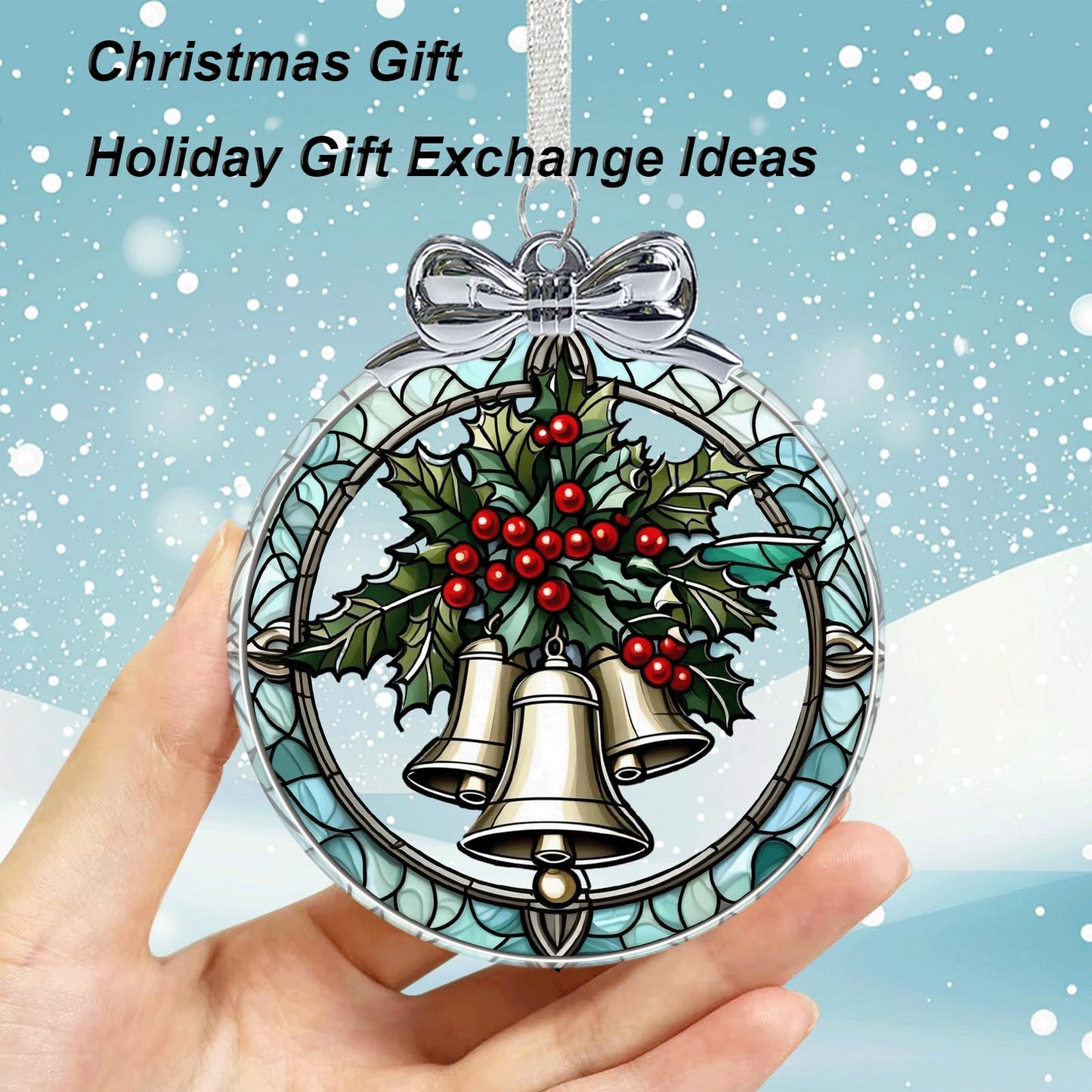 Christmas Bell Crystal Glass Hanging Ornament for Christmas Tree Decor, Christmas Ornaments Xmas Decorations, Holiday Keepsake Present Exchange Ideas