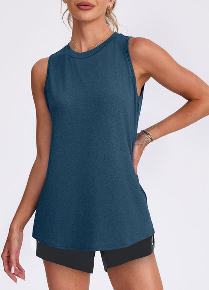 XIEERDUO Women's Workout Tank Tops Racerback Athletic Running Muscle Tank Gym Tennis Shirts Exercise Fitness XXL Dark Blue