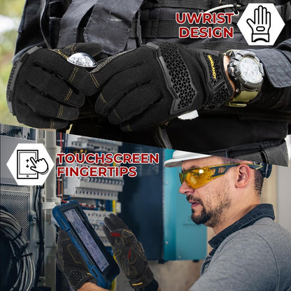 HANDLANDY Work Gloves for Men & Women, Utility Mechanic Working Gloves Touch Screen with Grip, Impact Tactical Gloves for Outdoor Activity (X-Large, 1 Pair)