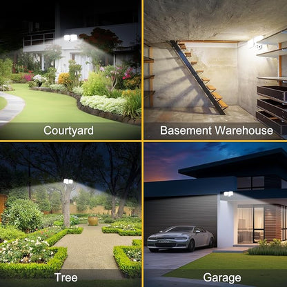 Rechargeable Battery Operated Motion Lights 2500LM & 4000LM Motion Sensor Security Lights(1-3 Months Endurance) USB Charging LED Flood Lights Outdoor for Garage Yard Entryways Patio Garden (White)