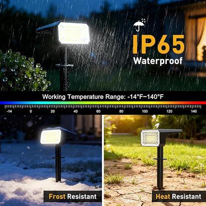 Solar Spot Lights Outdoor Waterproof IP65, [12 Pack/100 LED/4 Modes] 2-in-1 Solar Landscape Spotlights, Auto On/Off Solar Powered Flood Lights for Outside Yard Garden Pathway(Cool White)
