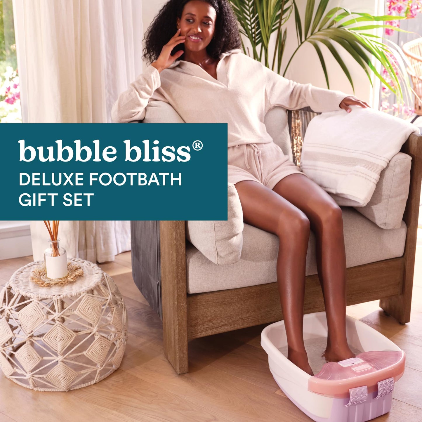 Homedics Bubble Bliss Deluxe Foot Spa with Heat Massaging Arch, 3 Acupressure Attachments, Splash Guard, Raised Nodes Creates Bubbles, Improves Circulation, Soothe Tired Muscles, Built-in Storage