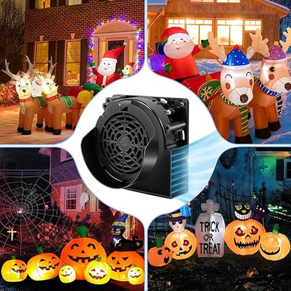 Replacement Inflatable Fan - 12V 1.0A Blower with 12V 1.5A Adapter and 3 LED Lights for Halloween Outdoor Christmas Holiday Inflatables Fan Blower (Adapter Blower with 5 LEDs)