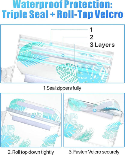 Waterproof Fanny Pack - Adjustable Waist Strap, Triple Zipper Roll-Top Dry Bag for Phone | Ideal for Beach, Kayaking, Boating