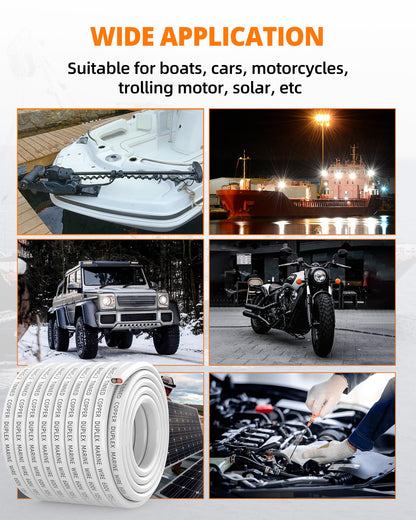 4 Gauge Marine Wire, 4/2 Duplex Tinned Copper Marine Grade Cable, IP68 Waterproof/Corrosion-Resistant PVC Stranded 4 AWG Wire for Boat, Automotive, Solar, Trolling Motor, Battery (50FT)