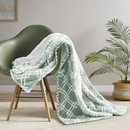 Serta Heated Blanket - Reversible Fleece to Sherpa Electric Blanket, Fast Heating, Auto Shut Off Timer, Multi Heat Setting, ETL Certified, Machine Washable, Grey Full 84"x 77"