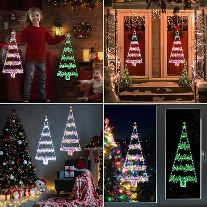 Toodour Christmas Decorations Indoor Lights, 2.65ft LED Christmas Lights, Red White Blue Wall Window Hanging Light, Battery Operated Holiday Decoration for Outdoor Garden New Year Home Decor