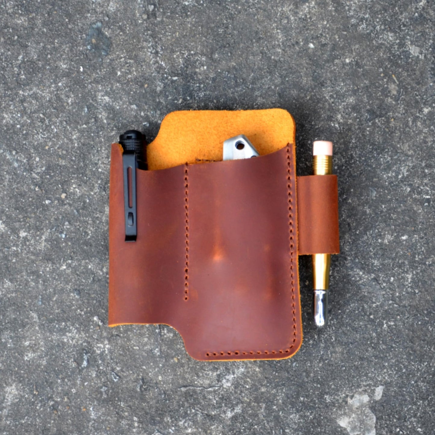 YIYUS Genuine Leather Multitool Belt Sheath Organizer, Leather EDC Pouch for Men, Mini Leather Pocket, Flashlight Holder, Pen Holder, Sheath Holster Brown