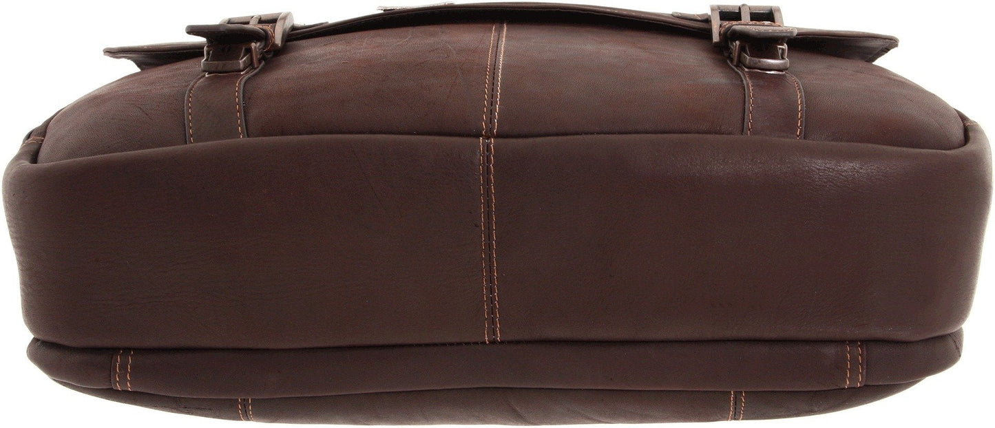 Kenneth Cole REACTION Show Business 16" Colombian Leather Business Laptop Portfolio Messenger Bag, Brown