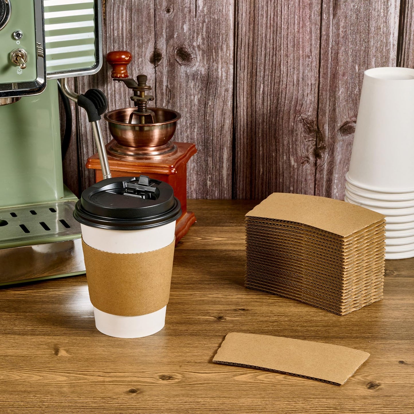 Vplus 200 Pack Disposable Coffee Sleeves, Fits 10-24 oz Cups, Brown, Paper, 200 Count