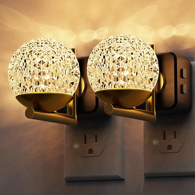 L LOHAS LED Night Lights Plug Into Wall 2 Pack,Dusk to Dawn Sensor,10-Color RGB Dimmable Night Light, 180°Rotating Plug in Night Light for Bathroom, Hallway, Bedroom, Stairway