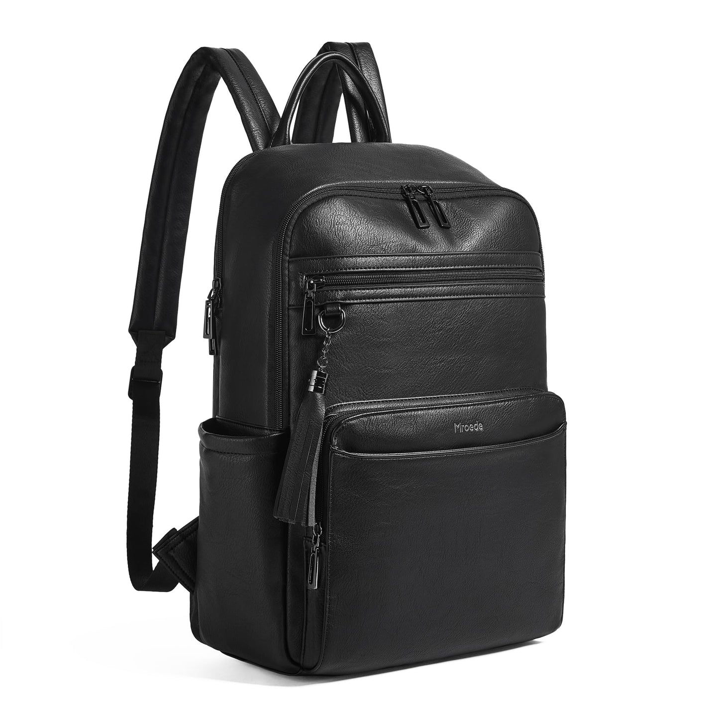 Mroede Laptop Backpack for Women,Leather Backpack with 15.6 inch Laptop Compartment,Large Capacity Computer Backpacks Purse,Carry-on Travel Backpacks,Casual Daypack for Work Business College,Black