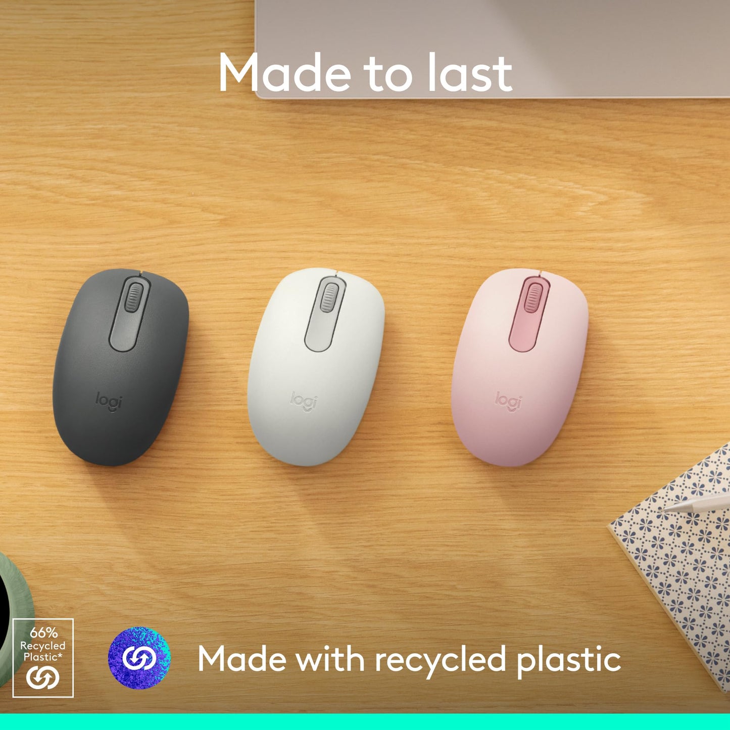 Logitech M196 Bluetooth Wireless Mouse, Compact and Portable Mouse for Laptops, Tablets and More, 12-Month Battery, Smooth Tracking, Compatible with PC and Mac, Windows and macOS - Rose