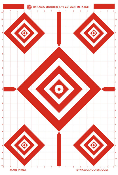 Dynamic Shooters Made in USA Sight in Paper Shooting Range Targets- (17x25 Inch 50 Sheets) for Firearms, Guns, Rifle, Pistol, BB Guns, Airsoft, Pellet Gun, Air Rifle