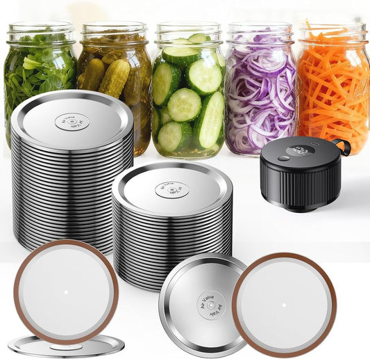 Wide Mouth Canning Lids - 24Pcs Split-Type Metal Mason Jar Lids | Food Grade, Airtight Fit for Ball & Kerr Jars