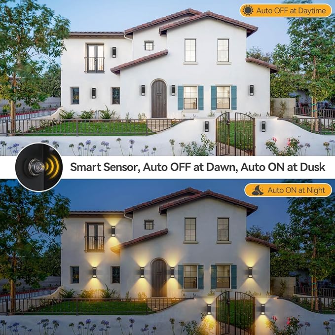 Smart Outdoor Wall Lights, RGBCW Dusk to Dawn Exterior Light Fixture Color Changing Porch Lights with Remote Control, Waterproof Square Outdoor Sconce Lights Works with Alexa Google Assistant