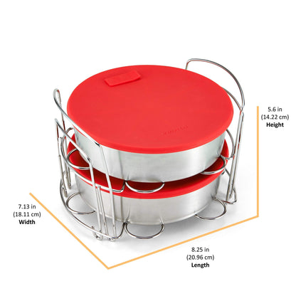 Instant Pot Official 8-Piece Cook/Bake Set, Versatile and Durable, Compatible with 6-Quart and 8-Quart Cookers, Red, Excellent for Cooking, Baking, Storing, and Reheating, BPA-Free and Heat Resistant