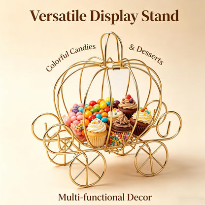 YANGYIXIN 4-Pack Metal Candy Server Gold Pumpkin Carriage Centerpiece Box for Princess Birthday, Princess Party & Themed Party Decorations