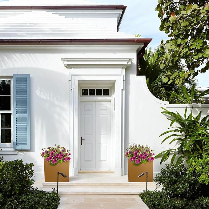 Corten Steel Planter Box 17"x16"x16", Metal Planter Spliced Flower Pot with Partitions, Outdoor & Indoor Large Rectangular Planter Box for Porch, Patio, Garden, Commercial Décor