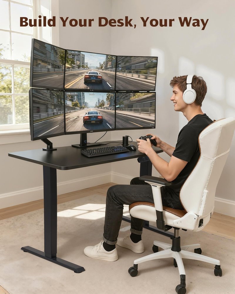 TOPSKY Dual Motor Electric Standing Desk Frame, Height Adjustable Sit Stand Base for Home Office, Fits Table Tops up to 70.8 x 31.5 Inch, 225 lb Capacity (Black, Without Stand)