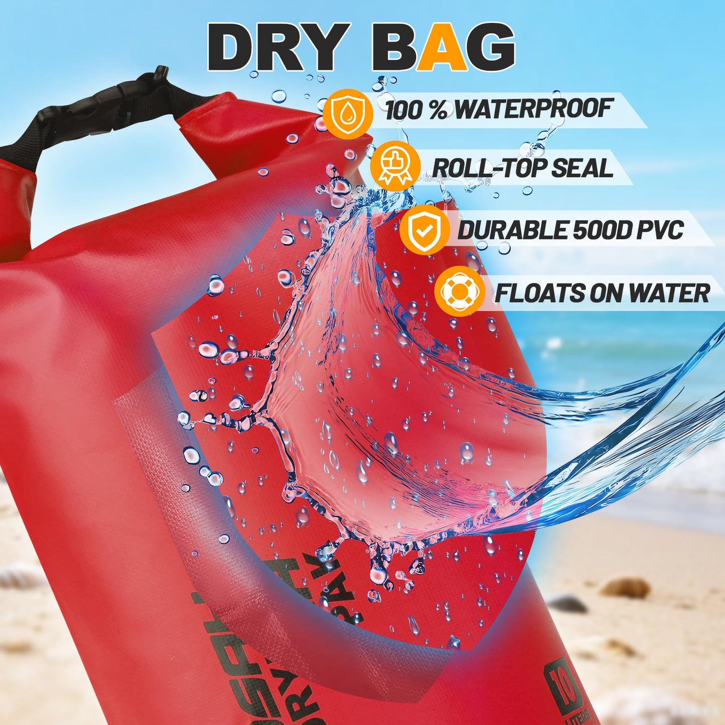 Waterproof Dry Bag, 5L/10L/20L/30L/40L Roll Top Lightweight Storage Backpack with Phone Case for Women & Men, Floating Waterproof Sack for Travel, Swimming, Kayaking, Paddle Board, Camping & Beach