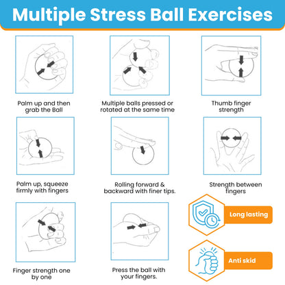 FlintRehab Premium Hand Exercise Balls - Set of 4 for Carpal Tunnel Stress/Pain Relief, Stress Balls for Kids & Adults, Squeeze Balls for Hand Therapy/Arthritis - Hand Squeezers for Strength