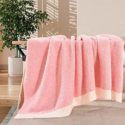 NEXHOME PRO Soft Blankets Pink Twin Size, Cozy Throw Blanket for Couch, Warm Reversible Knit Blanket for Women, Fuzzy Lightweight Throws for Sofa, Bed, Picnic, Heather Hot Pink, 60 x 80 inches