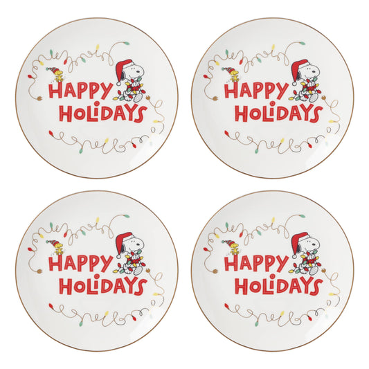 Lenox 896321 Snoopy Christmas Accent Plates, Set of 4, Holiday Dinnerware