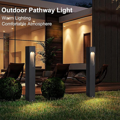 Modern Pathway Light Landscape Path Light 3000K Warm Led Bollard Lighting Fixture Outdoor Waterproof Walkway Light Aluminum Rainproof Path Lamp for Garden Lawn Courtyard Driveway 23.6in