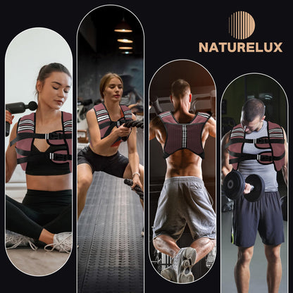 NATURELUX Weighted Vest with Reflective Stripe and Adjustable Buckle Straps, Sand Brown, 25 lbs