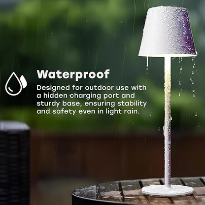 2 Pack Cordless Table Lamp,Portable LED Desk Lamp, 5200mAh Battery Operated, 3 Color Stepless Dimming Up, for Restaurant, Bedroom, Bars, Outdoor Party, Camping, Coffee Shop Night Light White