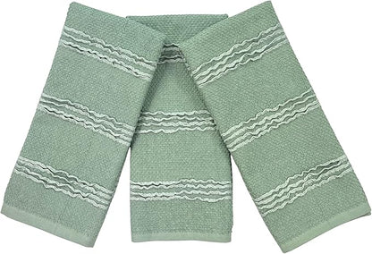 Sage Green Kitchen Dish Towels: 100% Cotton Cloth Soft Cleaning Drying